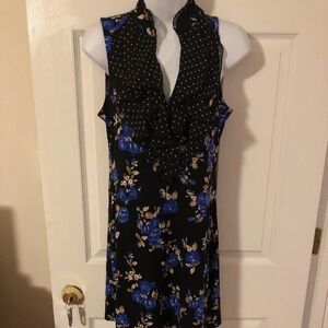 White House Black Market Black and Blue Floral Mini Dress